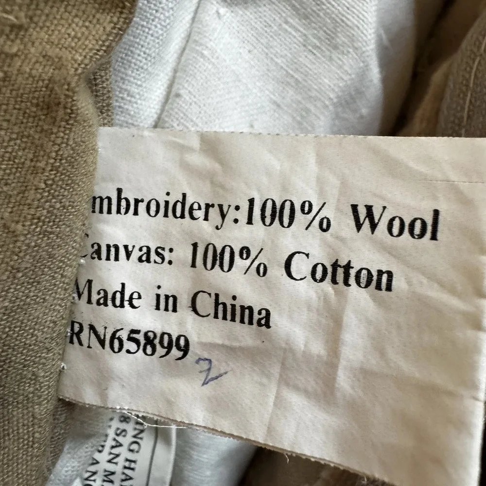 Vintage 100% Wool Embroidery Pillow 16X12